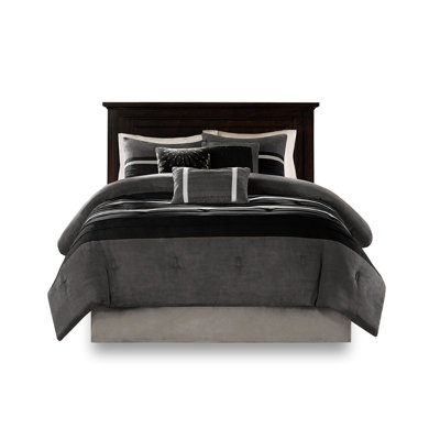 Édredon très grand 7 pièces King - Faux suède noir avec rembourrage confortable mat