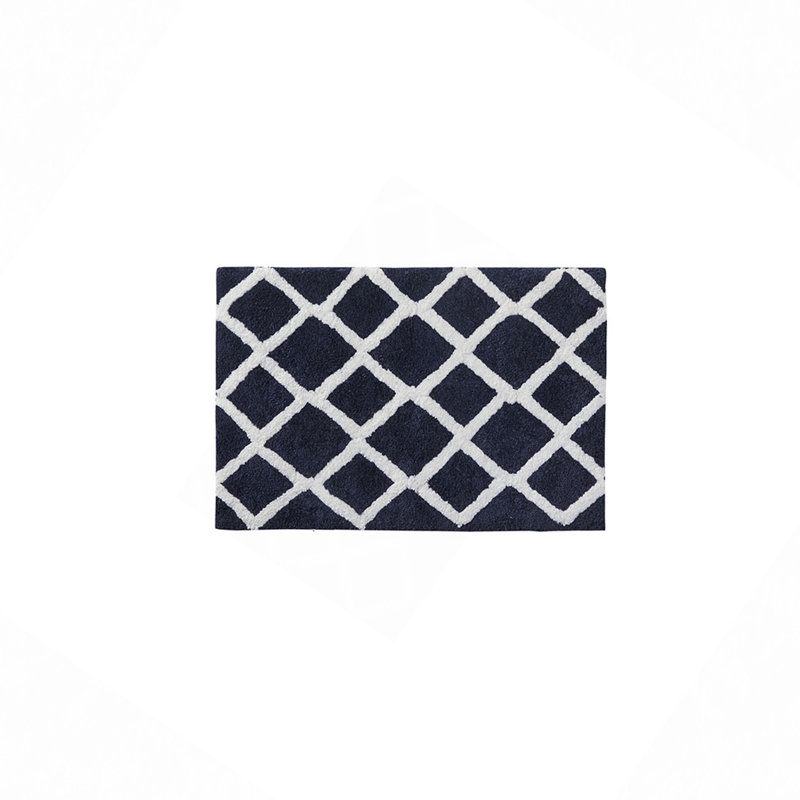 Reversible High Pile Tufted Microfiber Bath Rug, Black, Single - 34" L x 21" W