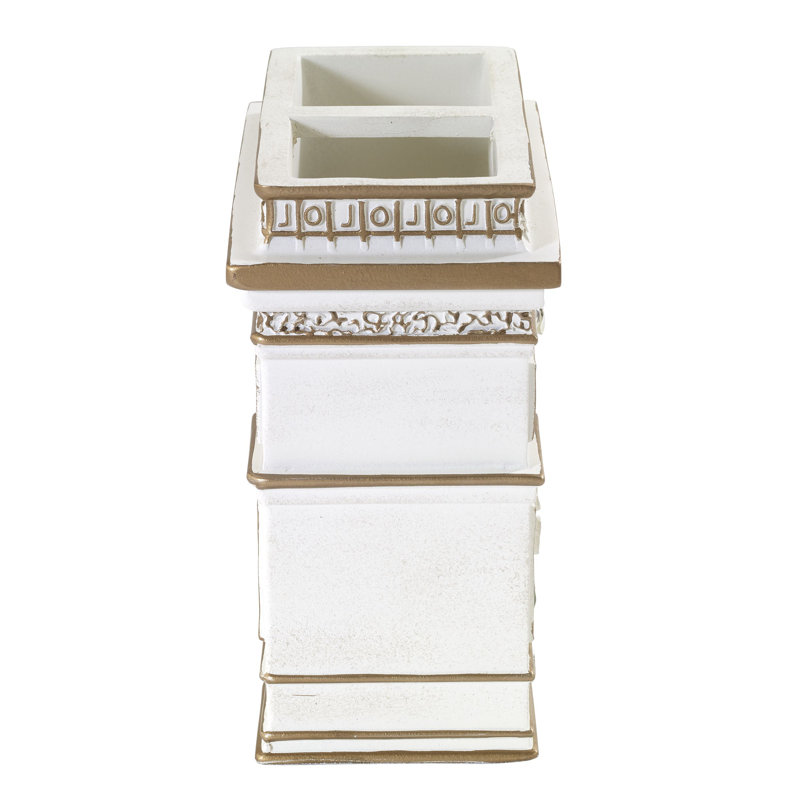 Parisian White and Gold Resin Toothbrush Caddy