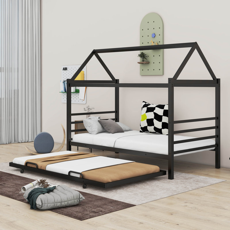 Lit plateforme simple en métal Mondamin, Noir
