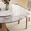 Ensemble de table de salle à manger 59 pouces en pierre frittée moderne, avec une table tournante ronde de 35 pouces, pouvant accueillir 6 à 8 personnes, et une base en bois unique de couleur noyer (table + 8 chaises)-1451736011