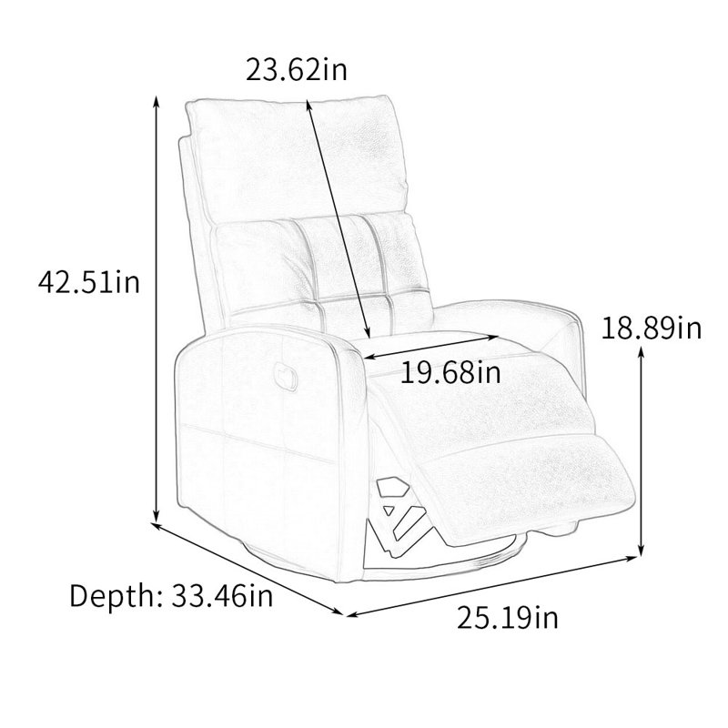 Kulmene Faux Leather Recliner, Gray Faux Leather