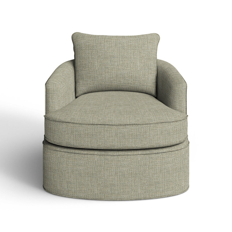 Mills Upholstered Swivel Barrel Chair, Drusky Beige Performance