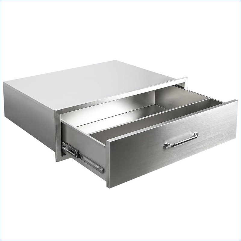 Outdoor Kitchen Drawers, 30x10 inch Stainless Steel BBQ Drawer, Flush Mount Built-in Drawer for Outdoor Kitchen Island & BBQ Islands, Silent, Fully Assembled, 30"W x 23"D x 10"H
