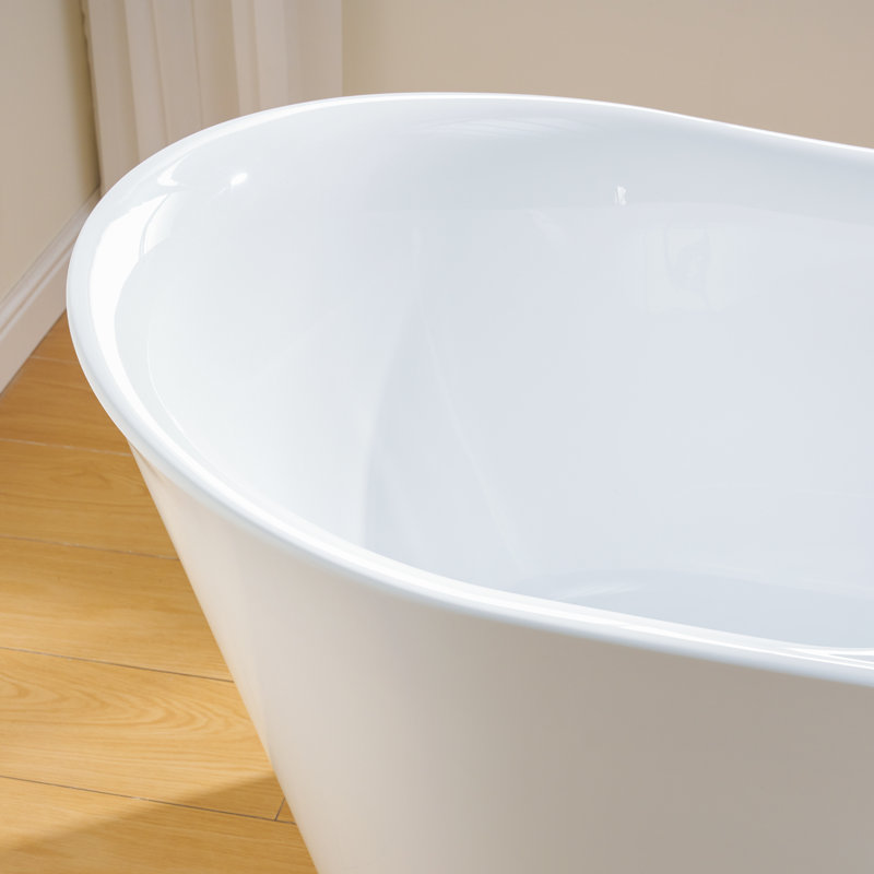Baignoire de trempage autoportante en acrylique 66 pouces, 73 gallons avec bonde et trop-plein