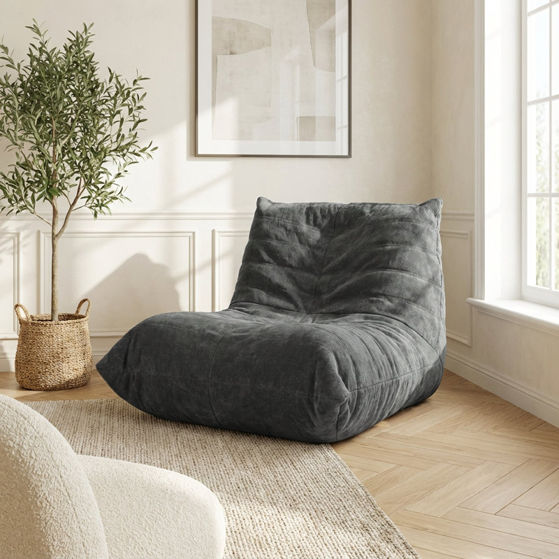 Ergonomic Bean Bag Chair Featuring Advanced 5-Way Body Support for Enhanced Comfort and Posture Alignment, Warm Gray Chenille