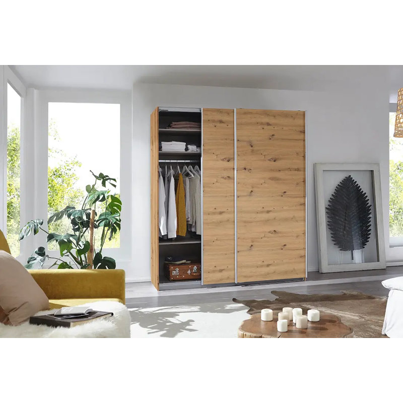 Caracas 3 Door Manufactured Wood Wardrobe, Classic, 210cm H x 181cm W x 62cm D, Artisan Oak