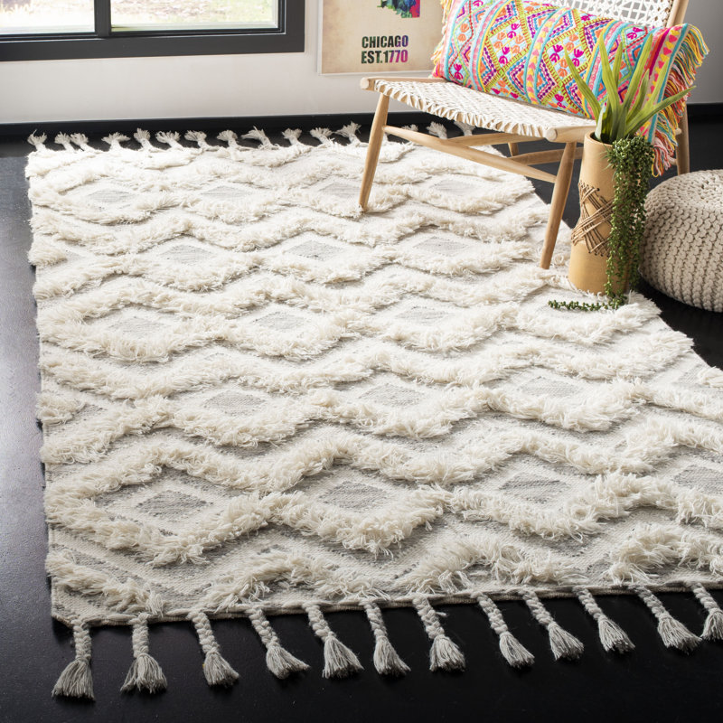 Jessup Geometric Wool Hand Woven Area Rug, Rectangle 183 x 274 cm