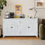 Armoire d'appoint polyvalente avec quatre portes, idéale pour la décoration et l'organisation de la maison, conception rustique pour plusieurs pièces