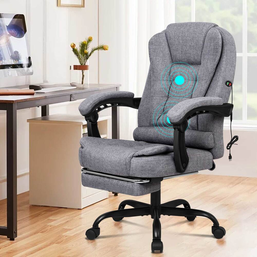 Office Chair Massage Executive Recliner Footrest Swivel Gaming