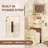 3-in-1 Compact Vanity Desk with Flip Top Mirror & Lights, 3 Drawers & Rolling Stool, Modern Makeup Table with Charging for Bedroom-1193366716