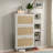 Bohemia Style Shoe Cabinet With 3 Rattan Flip Drawers, 3 Square Shelves And 1 Storage Drawer And Key Hooks-1441309623