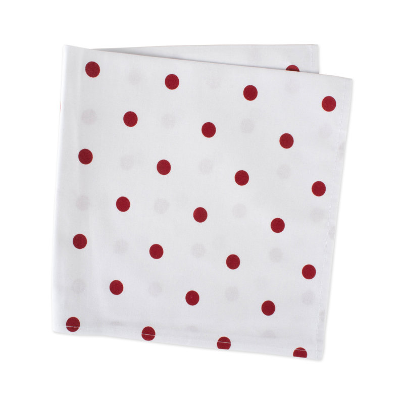 Marriott Cotton Blend Polka Dots Square Napkin, Red/White