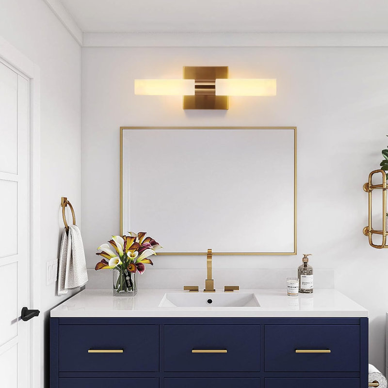 Wall Sconces Set Of Two Modern Bathroom Sconces Wall Lighting Set Of 2 Frosted Glass Shade Indoor Wall Lamp Wall Mounted Lights Metal Wall Light Fixtures For Living Room Stairs