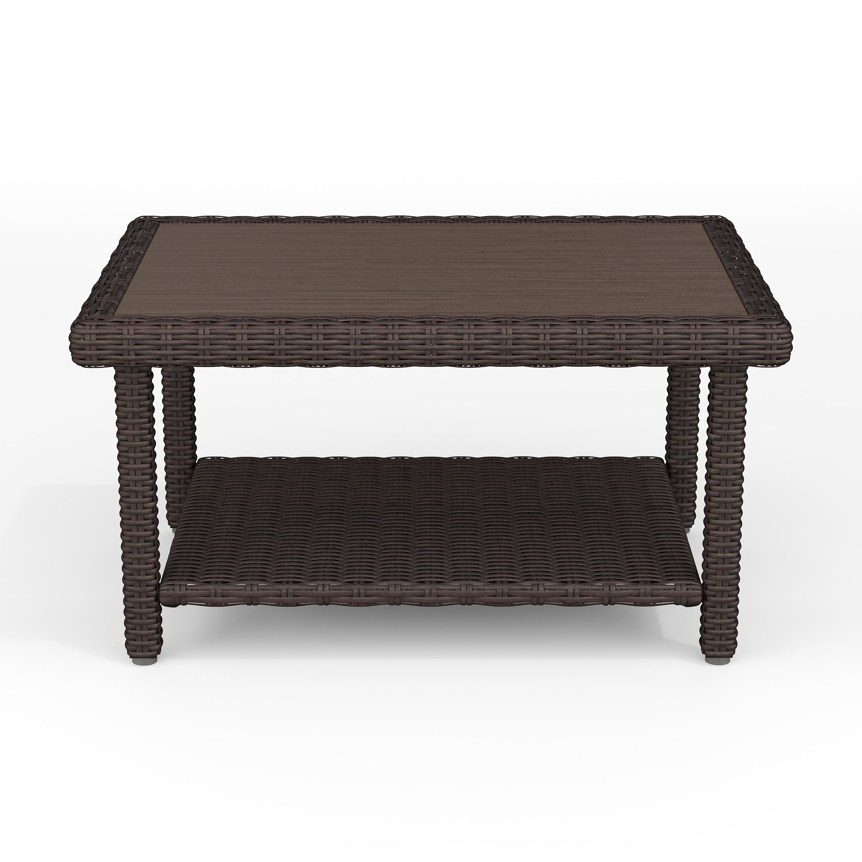Martha Stewart Bedford Outdoor Rattan Wicker Patio Coffee Table With Engineered Wood Top ...