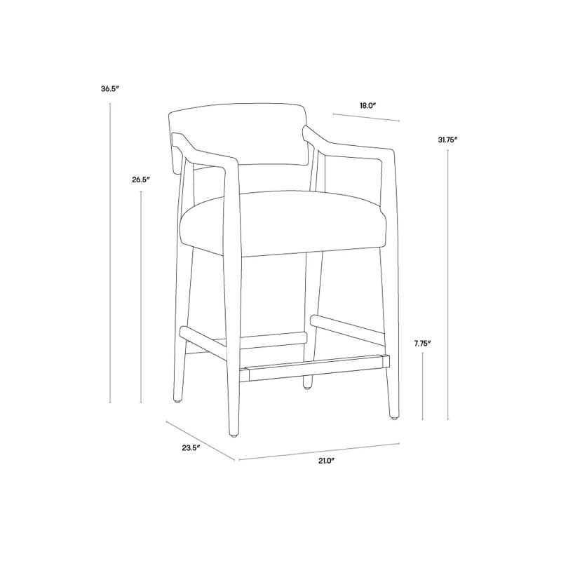 Upholstered Stool, Counter Stool (26.50" Seat Height), Light Gray Leather