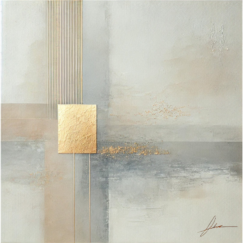 «Golden Essence»: art mural sur toile géométrique minimaliste, H 12 po x l 12 po x P 1 po