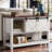 Zev Farmhouse Console Table with Sliding Barn Door and Adjustable Shelf-1421143287