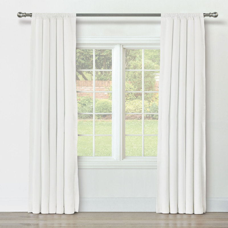 Brisa Linen Blend Room Darkening Curtain, White, 96" W x 84" L