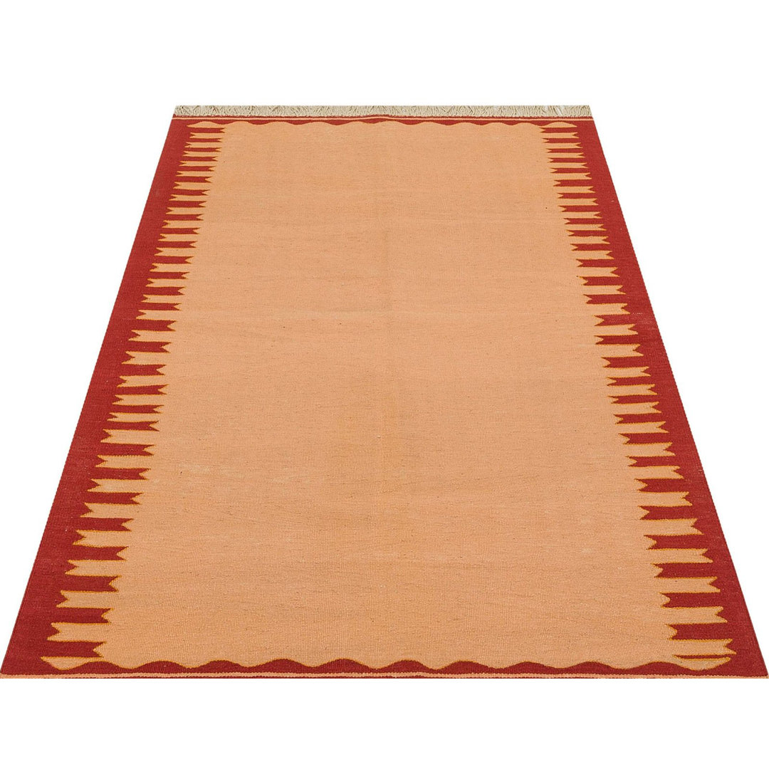 Kilim Red Geometric Wool Handmade Area Rug