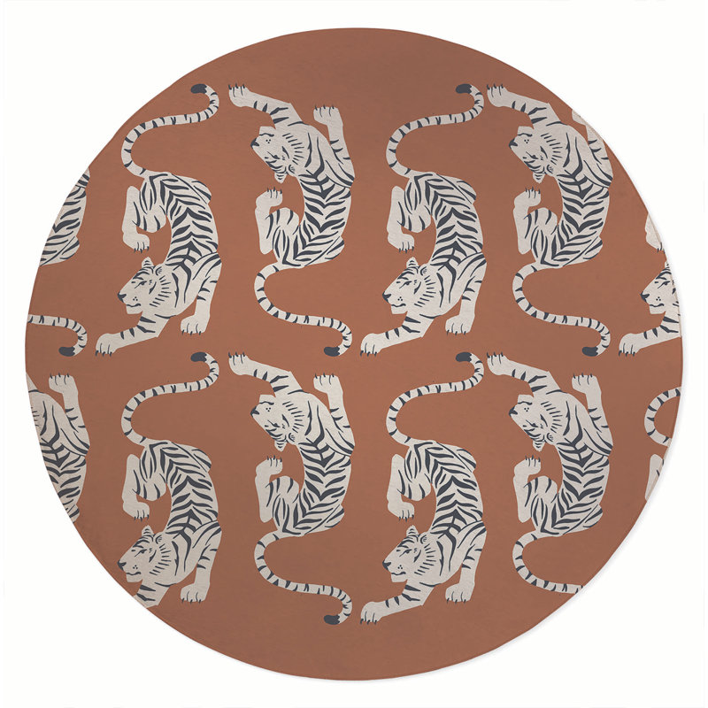 Hey Tiger Area Rug, Round 5'