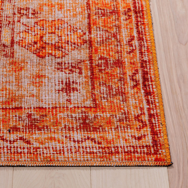 Nile Vintage Medallion Flatweave Rust Area Rug, Runner 76 x 300 cm