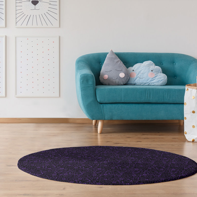 Tapis noir/mauve zone, Rond 5 pi