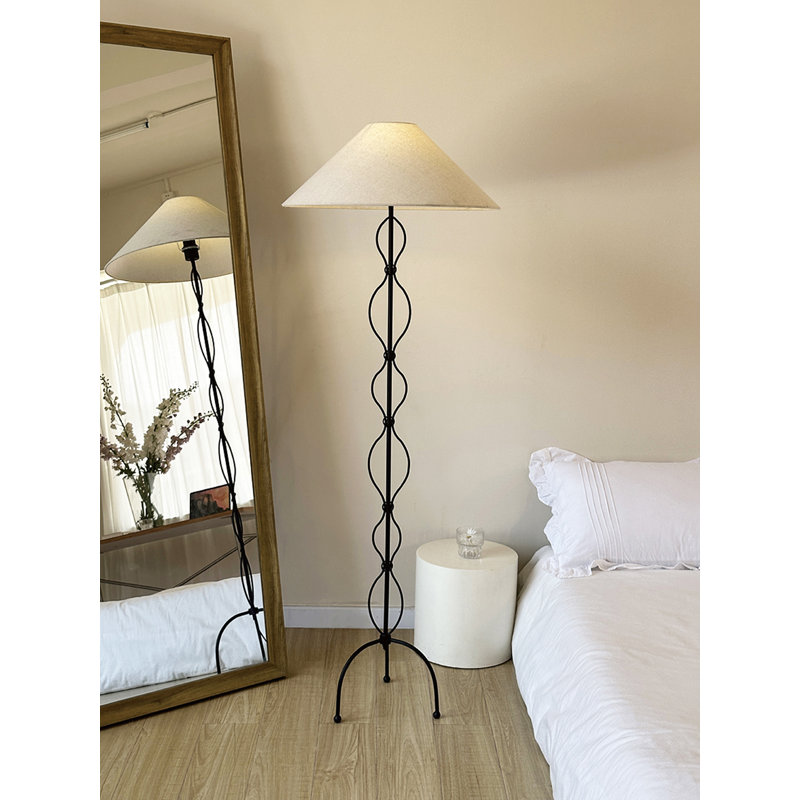 Wabi-Sabi Style Wrought Iron & Fabric Floor Lamp