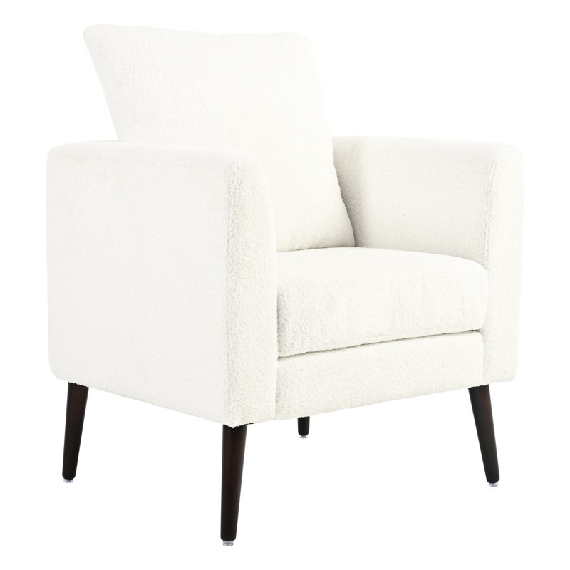 Chaise d'appoint moderne avec support à la taille - blanc pour une meilleure posture en tissu chenille de salon, de chambre à coucher et de bureau