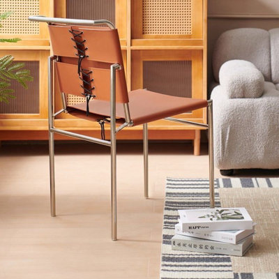 Brown+Silver Solid back side Chair(Set of 2)