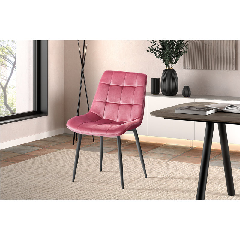 Greilickville 47cm H Polyester Upholstered Metal Side Chair, Pink