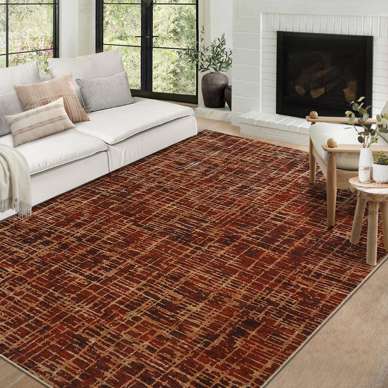 Tapis abstrait géométrique lavable pour le salon / salle à manger, Rectangle 10 pi x 13 pi
