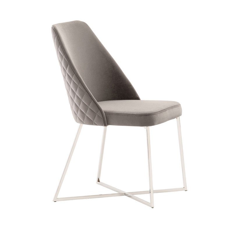 Saana 49cm H Velvet Upholstered Side Chair, Grey