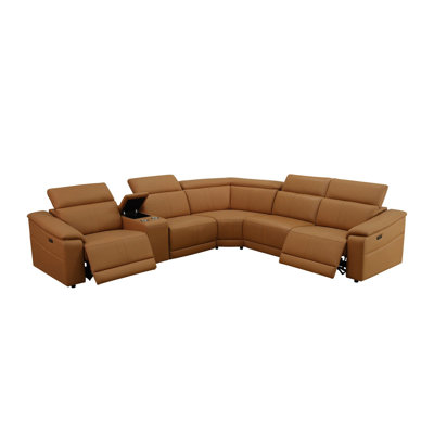 6 - Piece Faux Leather Power Reclining Sectional With Console