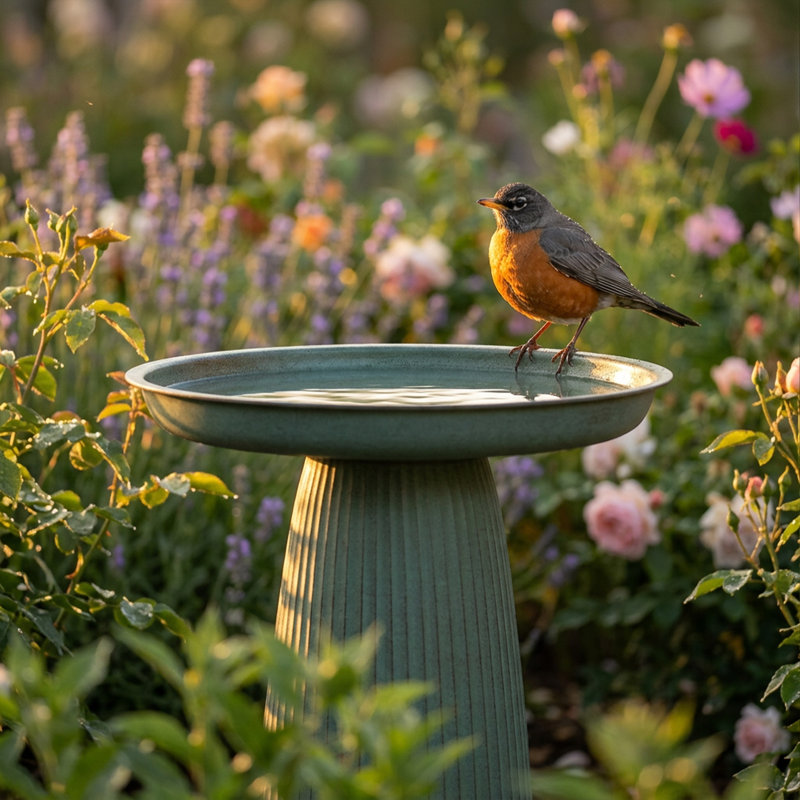 Bain pour oiseaux d'extérieur en métal Gleeful Garden, Vert