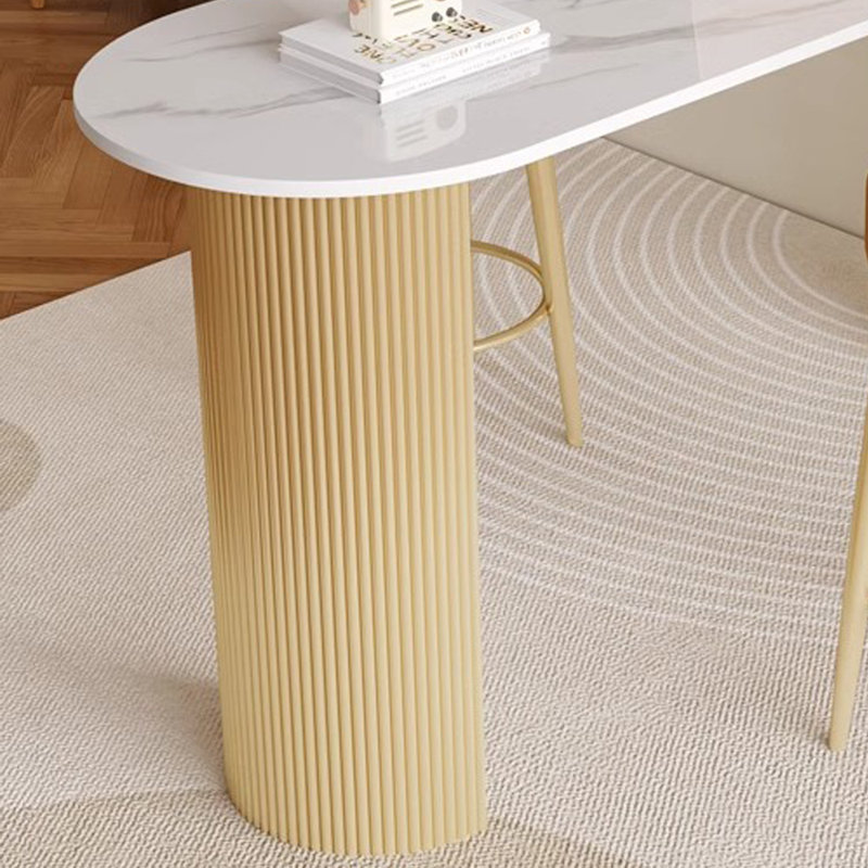 Table de bar simple de qualité supérieure, H 41,3 po x L 78,7 po x l 15,7 po, Blanc, Doré
