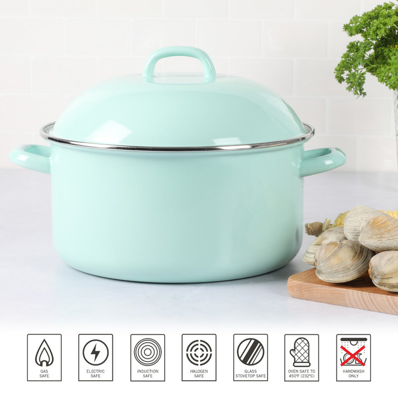 Martha Blue 6.4-Quart Enamel Steel Dutch Oven with Lid
