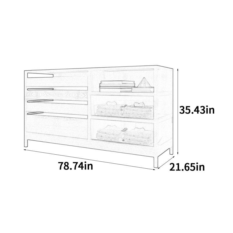 Armoire pour îlot central de style rétro, H 35,43 po x l 78,74 po x P 21,65 po