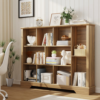 10-Cube Farmhouse Cube Bookcase With Fluted Front Trim For Living Room