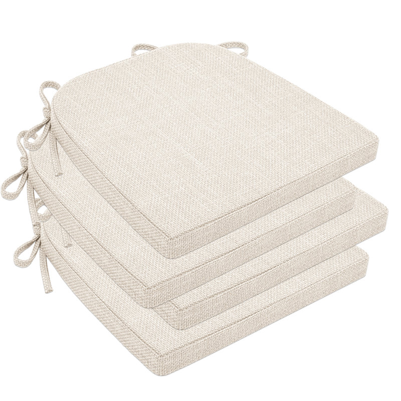 Indoor 1.5'' Dining Chair Chair Pad, Off White Polyester Blend