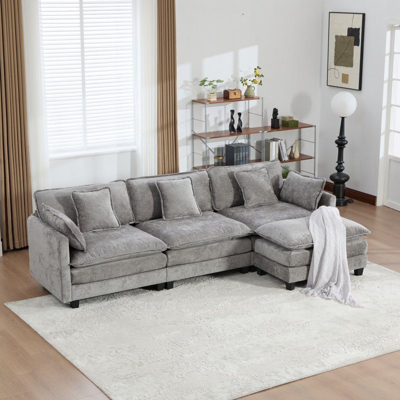 Canapé Cloud 3 places (le repose-pieds n'est pas inclus), 33,1 po H x 113,8 po P 35 po, Gris