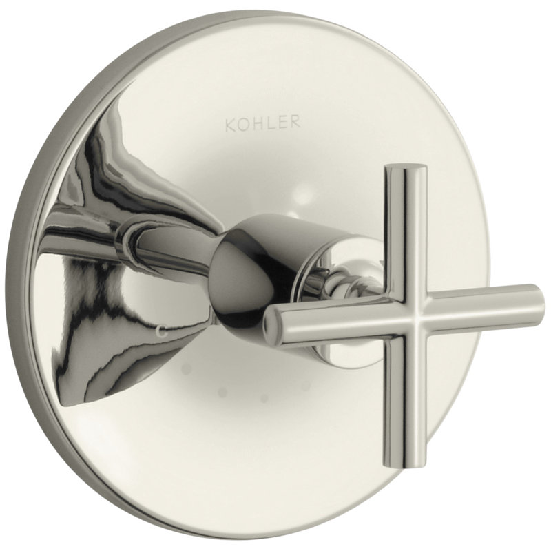 Purist Thermostatic Valve Trim with Cross Handle, Vibrant Polished Nickel