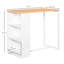 Table de bar compacte avec tablettes à 3 niveaux, panneau de fibres à densité moyenne rectangulaire et acier, blanc impeccable, pour 2 personnes