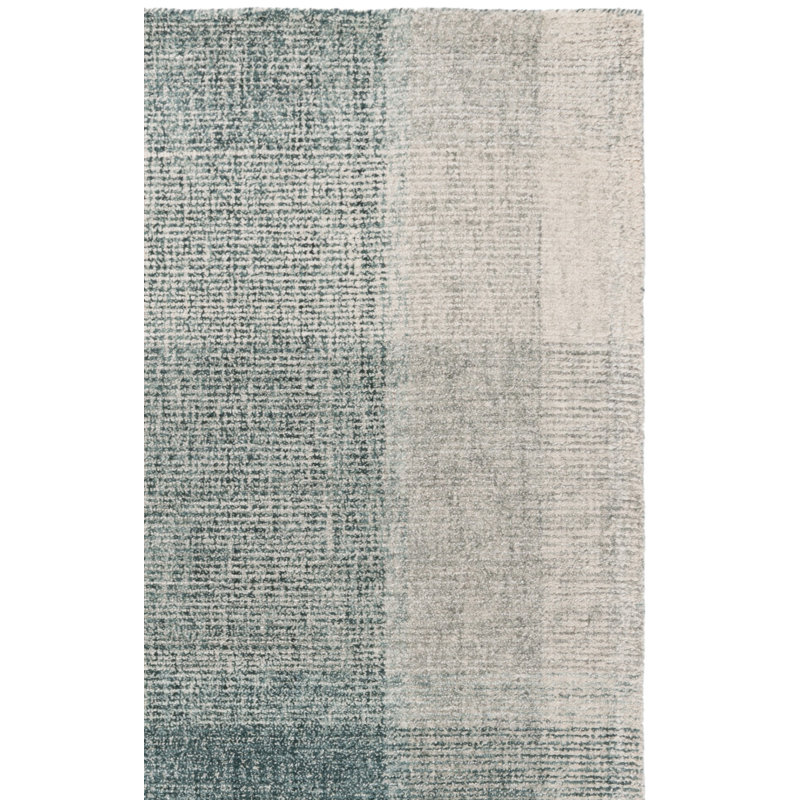 Tapis gris et bleu en laine et en coton touffeté à la main Everlean, Carré 6 pi