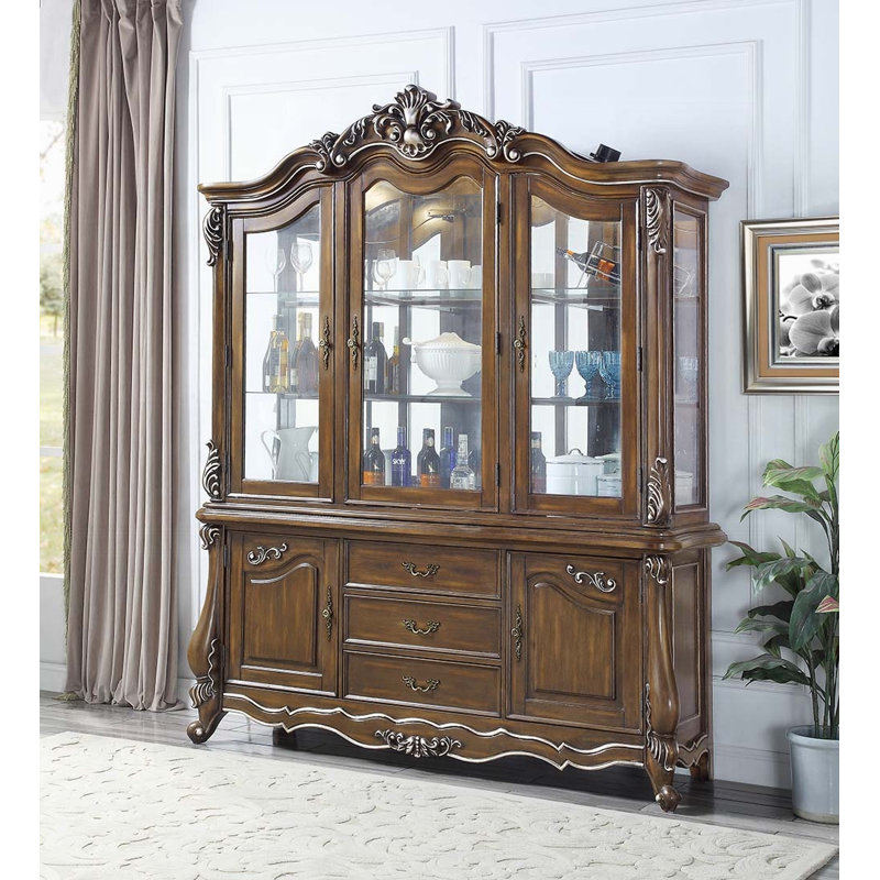 Buffet et huche latisha traditionnel en chêne antique avec détails sculptés
