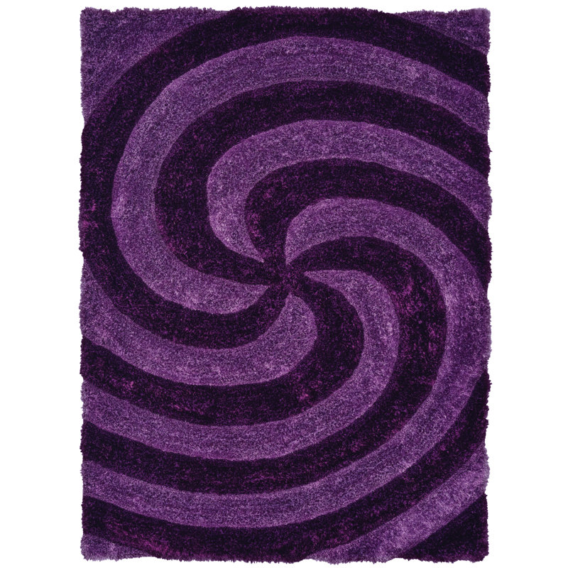Tapis décoratif violet à poils longs à motif abstrait à Fitts, Rectangle 5 pi 3 po x 7 pi 2 po