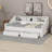 Carrol Twin to King Size Daybed Frame with Storage Bookcases, Two Drawers and Charging Design-828641278