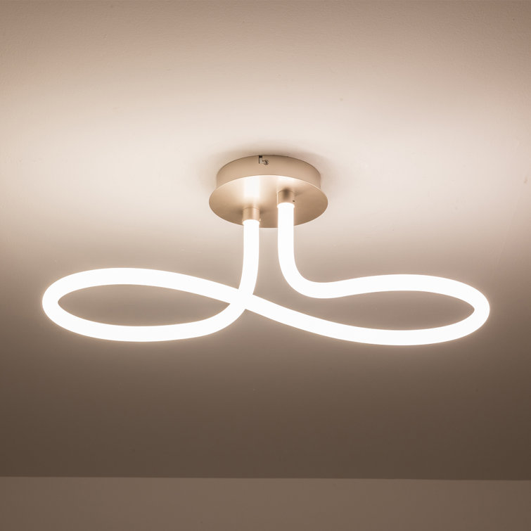 Ravensworth LED 1 Light Semi-Flush Ceiling Light, Matt Nickel, Non-Dimmable