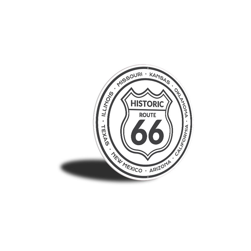 Panneau historique en aluminium «Route 66 66», H 18 po x l 18 po x P 0,06 po
