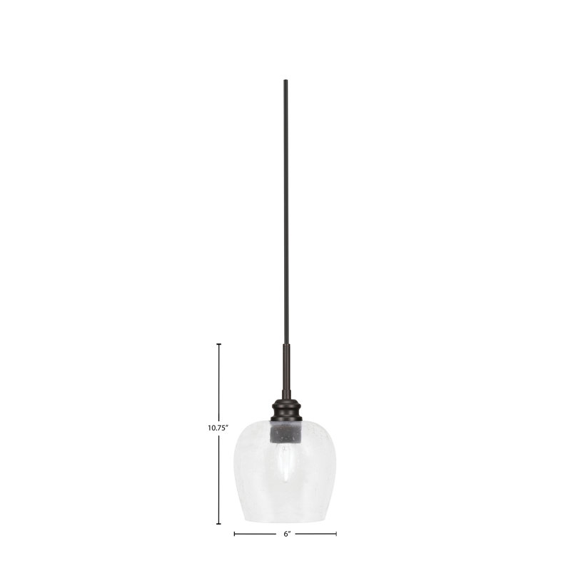 Mini-luminaire suspendu avec cordon Edge et verre à bulles transparent 6 po, Espresso